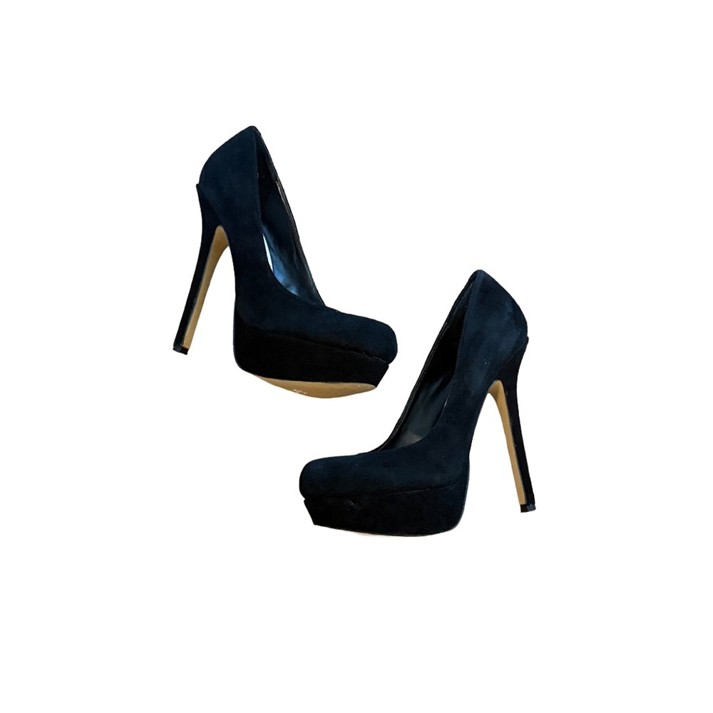 Steve Madden Bevv Black Suede Platform Pump Size 5.5 Women High Heel Stiletto